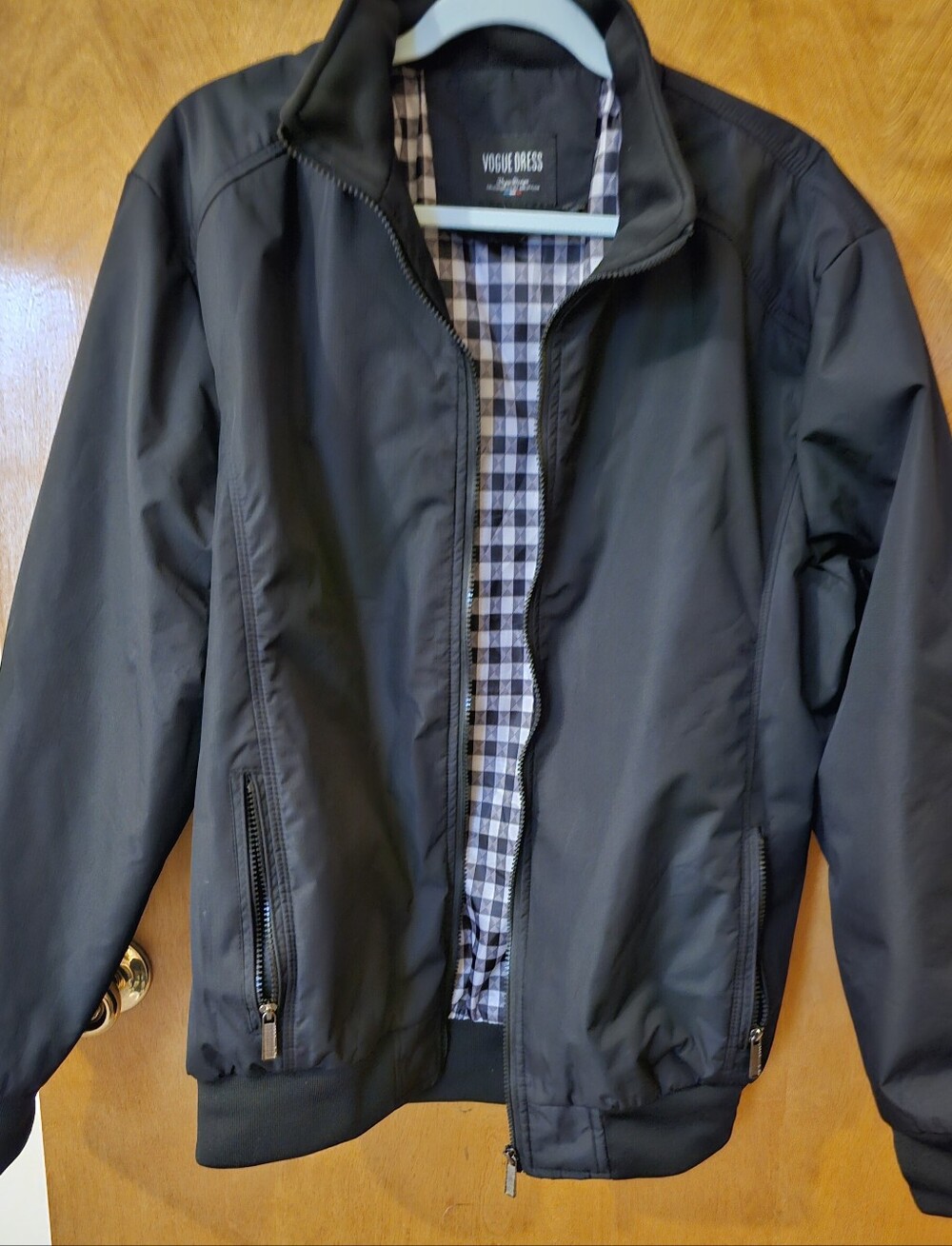 Vogue Black Men's Bomber Jacket with Checkered Lining